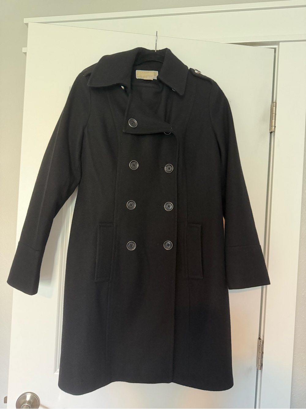 Michael Kors Black Double-Breasted Pea Coat